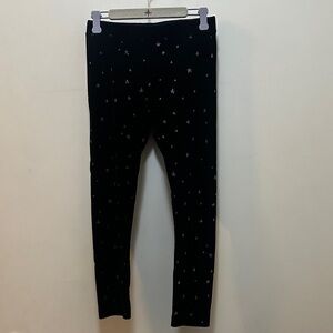 Cat & Jack Black Velvety Texture With A Silver Star Pattern Leggings Size 4/5
